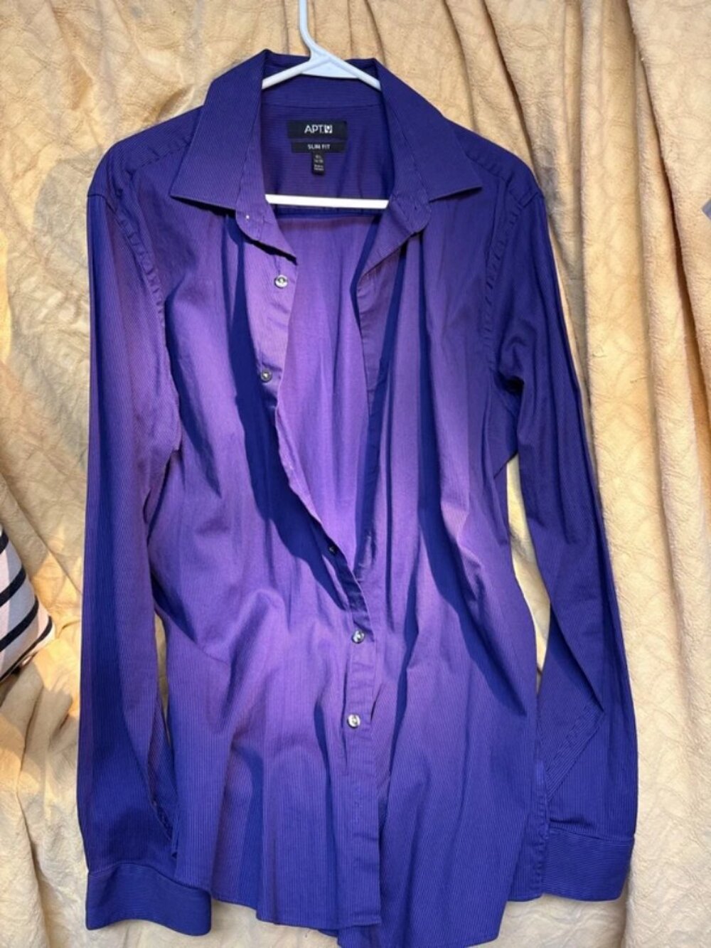 Apt.9 Slim Fit 16.5 Purple Pinstripe Shirt